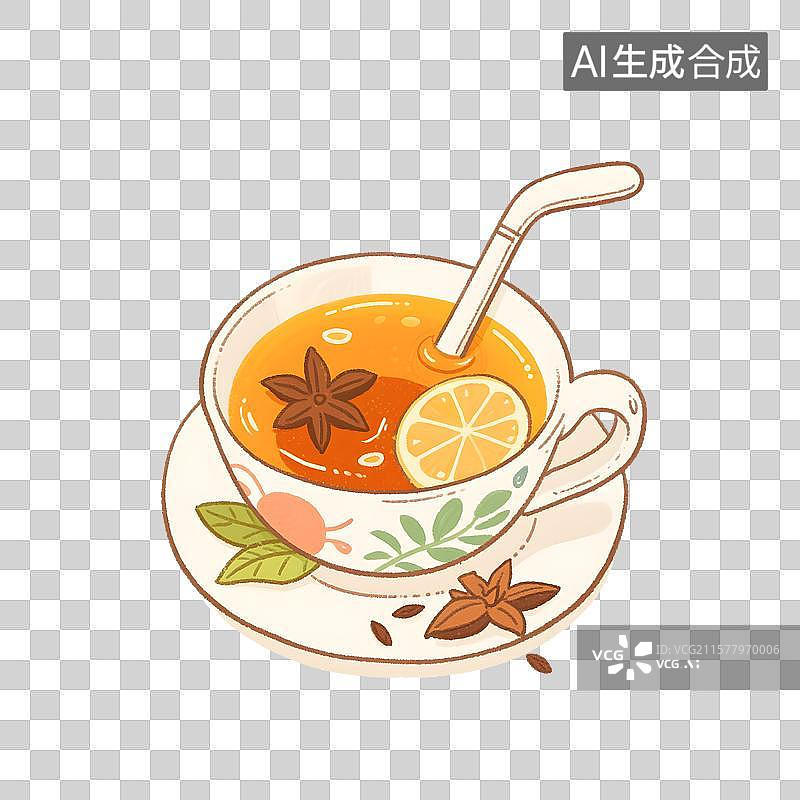 【AI数字艺术】夏日凉茶插画免扣元素图片素材