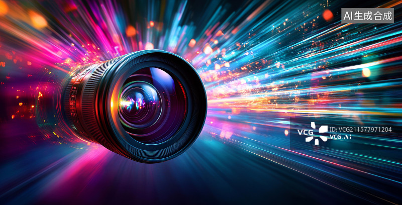 【AI数字艺术】梦幻光影相机镜头特写图片素材