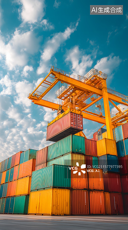 【AI数字艺术】港口集装箱的物流日常图片素材