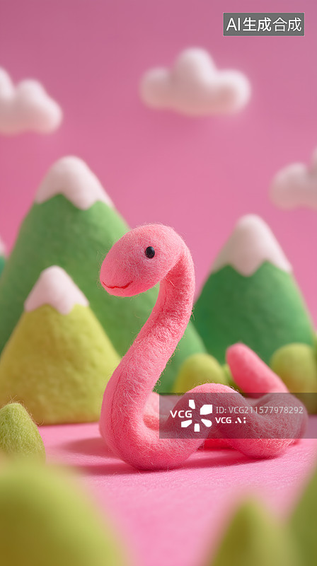 【AI数字艺术】毛绒粉蛇和小青山图片素材