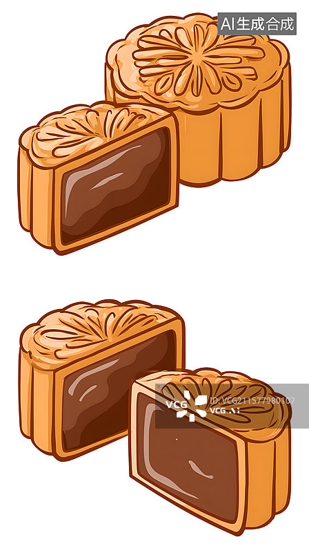 【AI数字艺术】切开的流心月饼呀图片素材