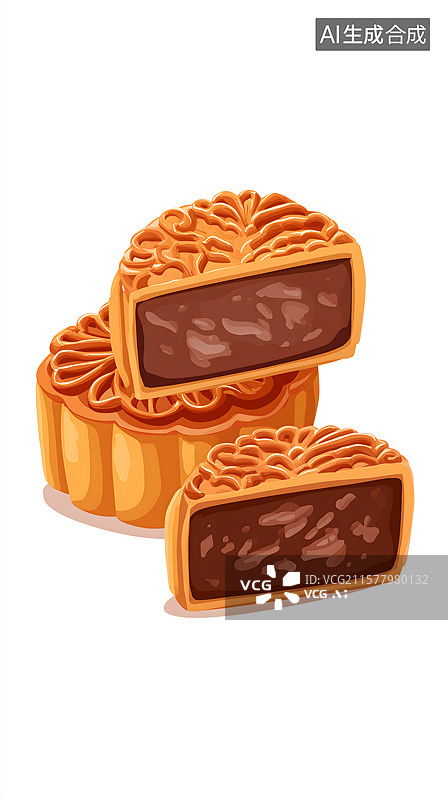 【AI数字艺术】切开的流心月饼呀图片素材