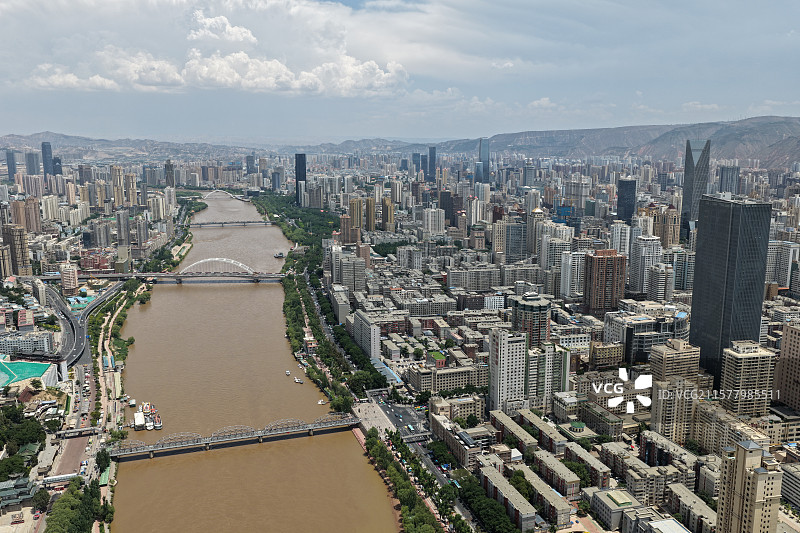 航拍甘肃省兰州市图片素材
