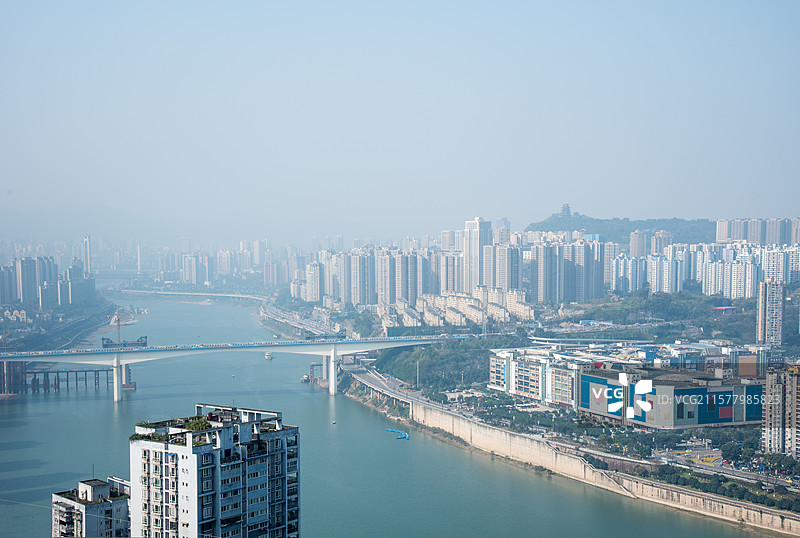 俯瞰中国重庆城市建筑群风光图片素材