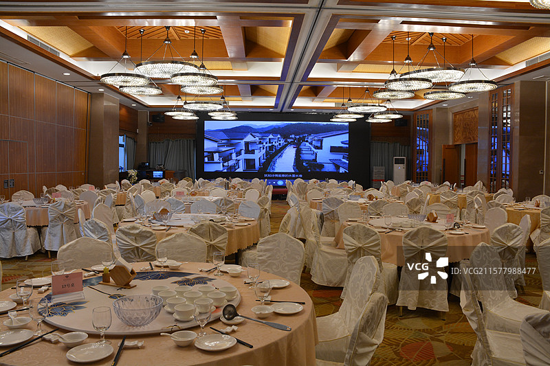 清远英德宝墩湖温泉别墅度假村宴会厅图片素材