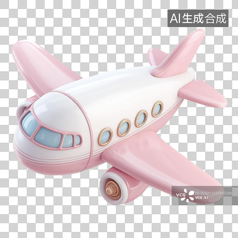 【AI数字艺术】粉色可爱飞机玩具图片素材