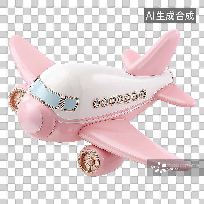 【AI数字艺术】粉色可爱飞机玩具图片素材