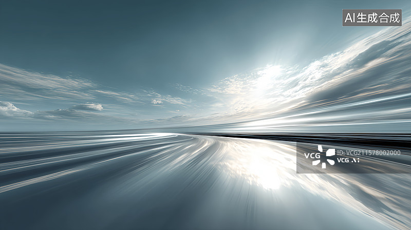 【AI数字艺术】天空云景海洋湖面水平线倒影商务科技背景图片素材