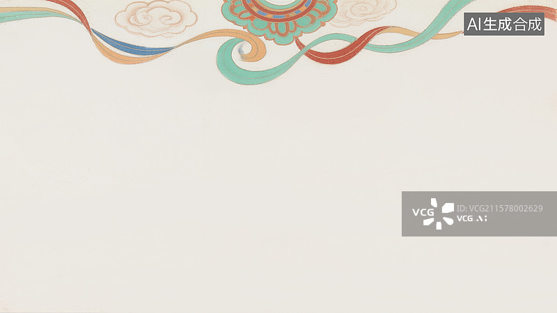 【AI数字艺术】水墨画宝相花背景居上图片素材