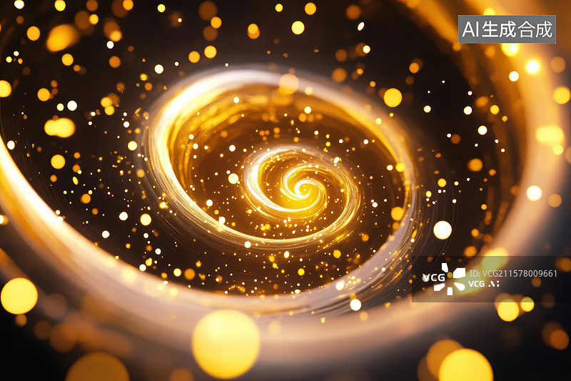【AI数字艺术】金色漩涡光晕抽象科技图图片素材