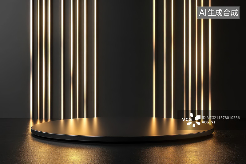【AI数字艺术】金色线条舞台现代背景图图片素材