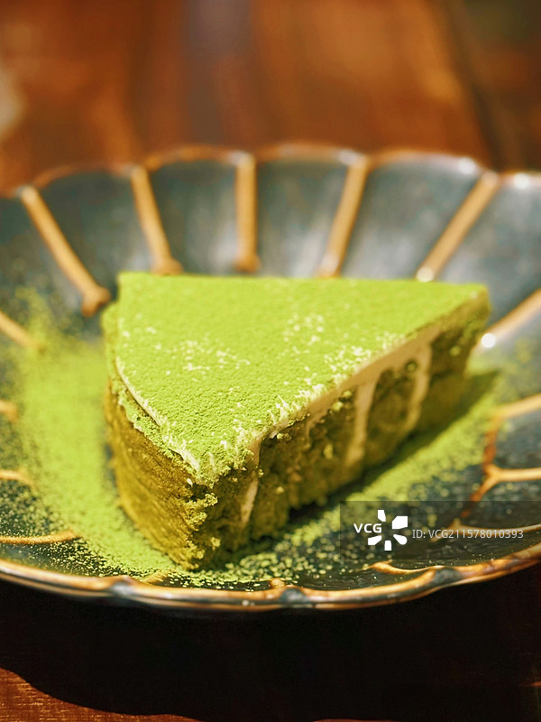 抹茶蛋糕特写图片素材