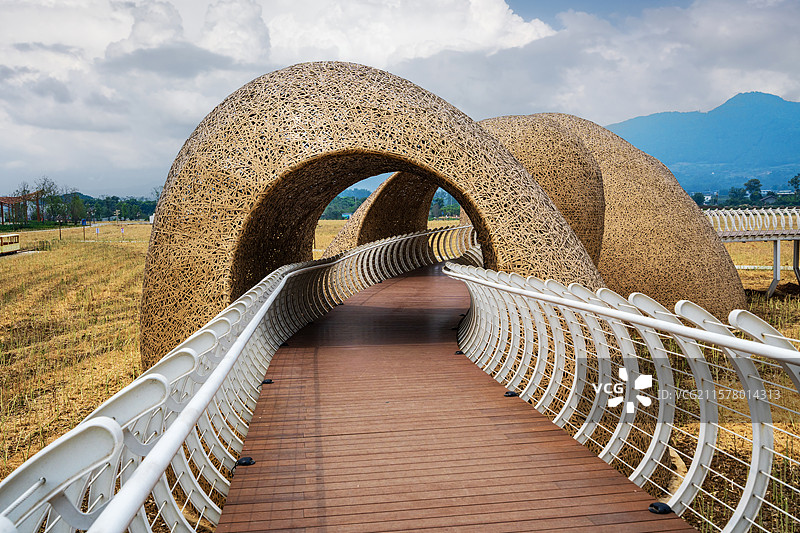 四川中江挂面村田野里秸草通道图片素材