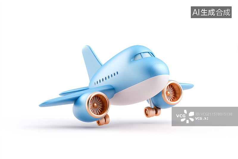 【AI数字艺术】一架蓝色卡通飞机图片素材