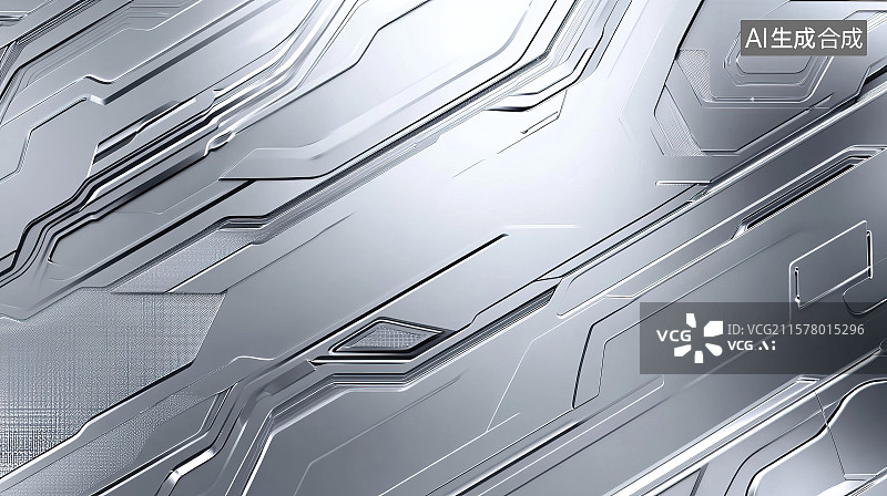 【AI数字艺术】银灰金属抽象商务科技背景图片素材