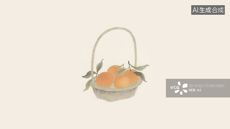 【AI数字艺术】水墨画橙子桔子柑橘常规图片素材