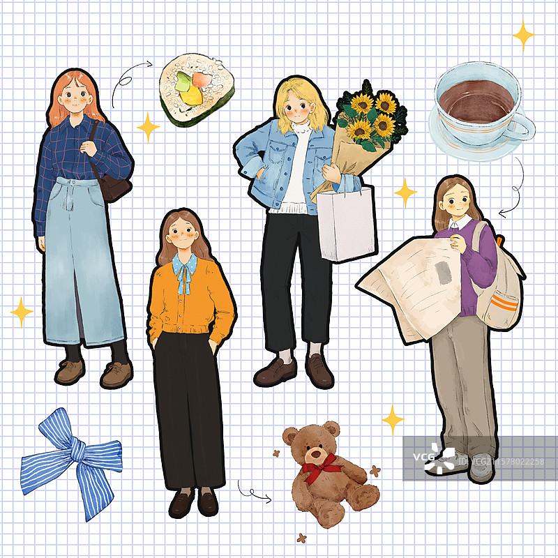 一组时尚女孩图片素材