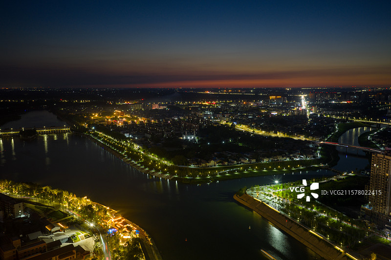 河南周口 沙颍河 城市天际线 南寨历史文化街区 关帝庙历史文化街区 夜景图片素材