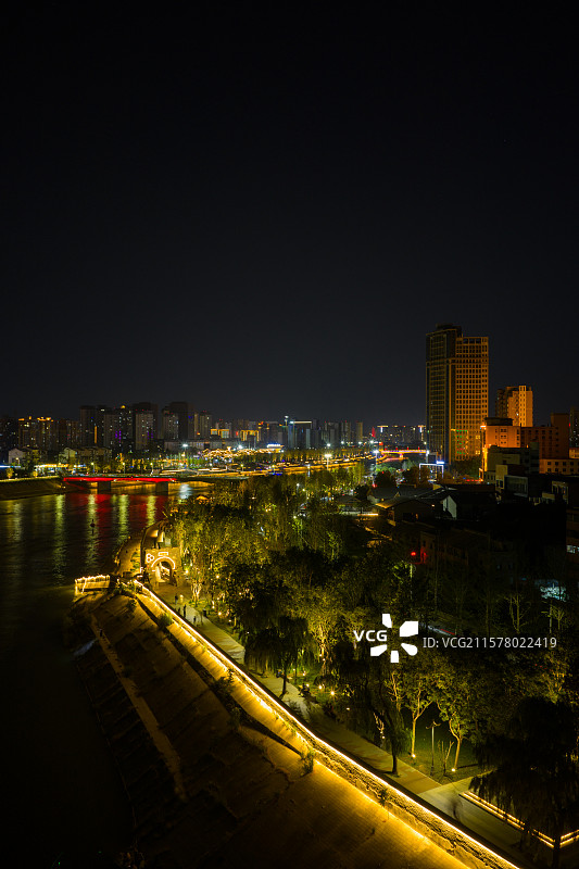 河南周口 沙颍河 城市天际线 南寨历史文化街区 关帝庙历史文化街区 夜景图片素材