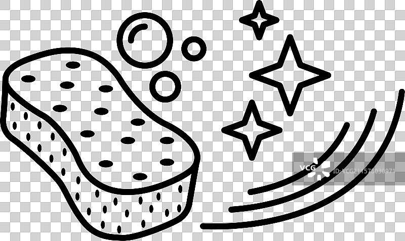 厨房清洁海绵线性图标图片素材