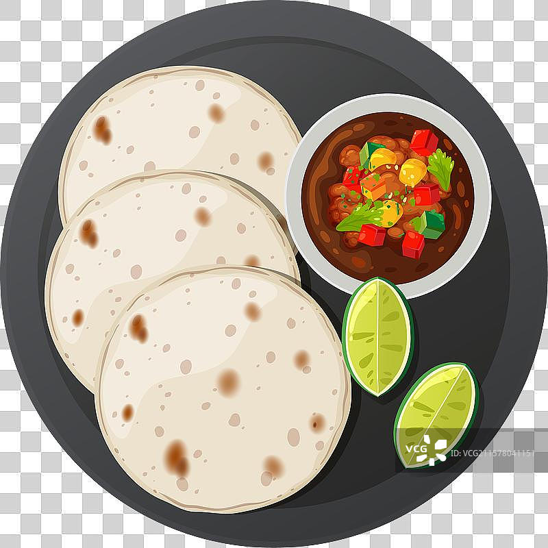 三张玉米饼配莎莎酱和青柠角图片素材