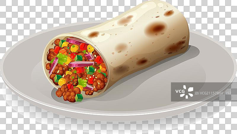 色彩缤纷的墨西哥卷饼，内含新鲜食材图片素材