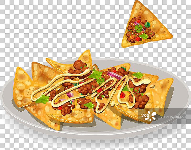 脆脆的玉米片，上面放着奶酪和豆子图片素材