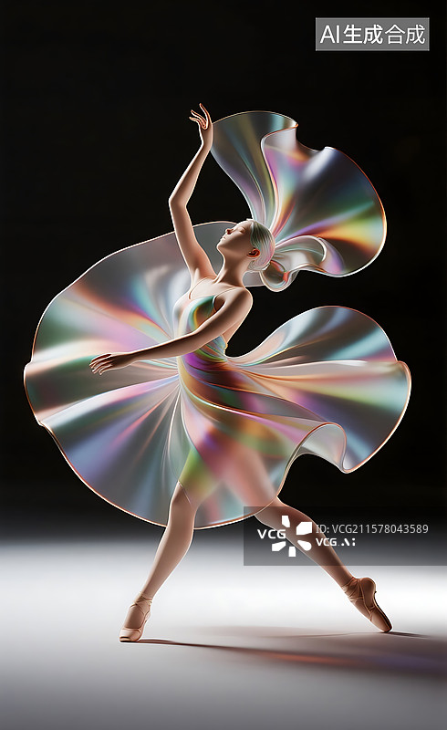 【AI数字艺术】抽象多彩动态的舞者立体图形图片素材