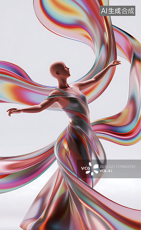 【AI数字艺术】抽象多彩动态的舞者立体图形图片素材