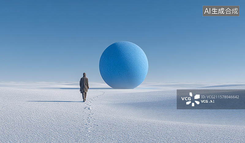 【AI数字艺术】雪地蓝球人影图片素材