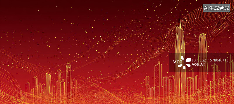 【AI数字艺术】城市黄昏剪影图片素材