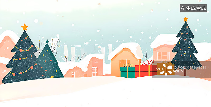 【AI数字艺术】冬季圣诞节插画图片素材