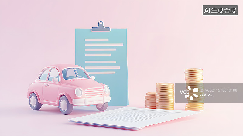 【AI数字艺术】AIGC：3D汽车购买汽车租赁 汽车保险 插图插画背景图片素材