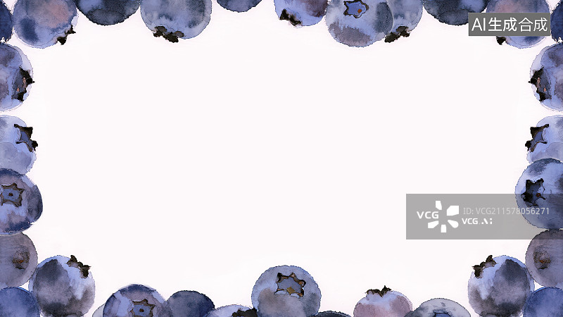 【AI数字艺术】复古中国风水墨画常规背景，蓝莓新鲜水果农副产品丰收采摘补充维生素新国风中国画没骨画装饰画包装印花图案图片素材