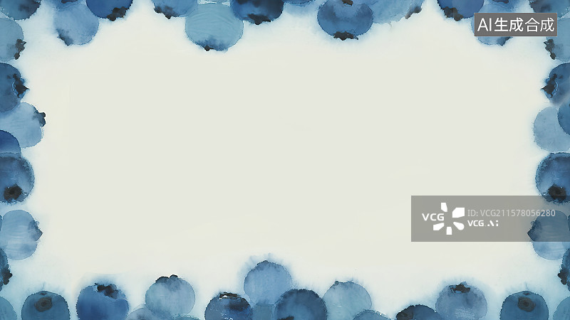 【AI数字艺术】复古中国风水墨画常规背景，蓝莓新鲜水果农副产品丰收采摘新国风中国画工笔画没骨画装饰画包装印花图案花边图片素材