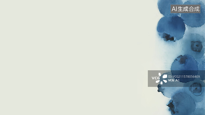 【AI数字艺术】复古中国风水墨画居右背景，蓝莓新鲜水果农副产品丰收采摘新国风中国画工笔画没骨画装饰画包装印花图案花边图片素材