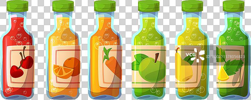 水果浆果和蔬菜汽水瓶图片素材