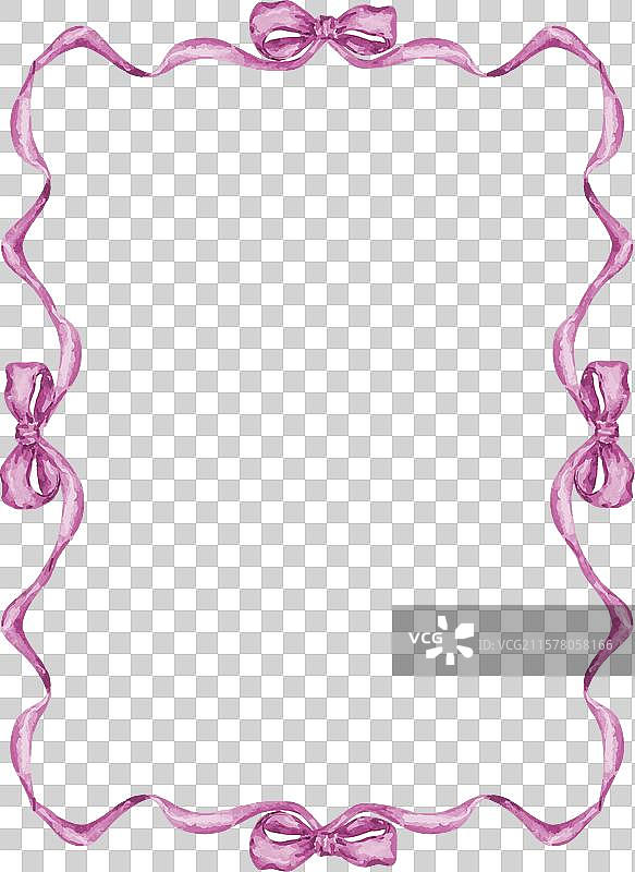 粉色水彩丝带和蝴蝶结的边框图片素材
