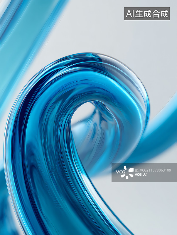 【AI数字艺术】抽象蓝色扭曲液体设计图片素材