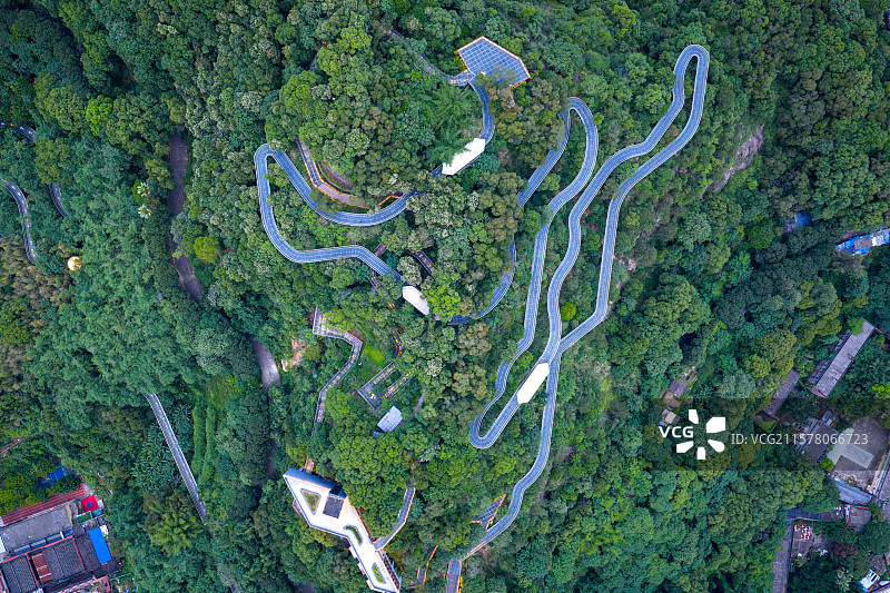 航拍福州福道森林栈道金牛山体育公园步道图片素材