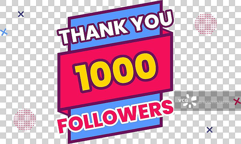 感谢1000名社交媒体粉丝图片素材