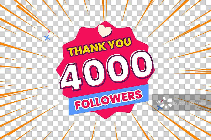 感谢4000名社交媒体粉丝图片素材