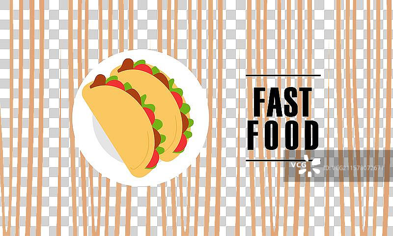 木质背景上的快餐食品图片素材