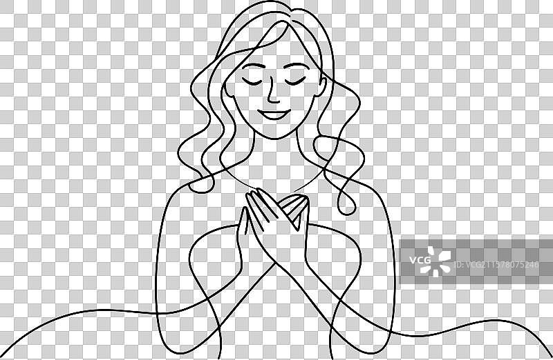 感动的积极女性，面带满意的表情图片素材