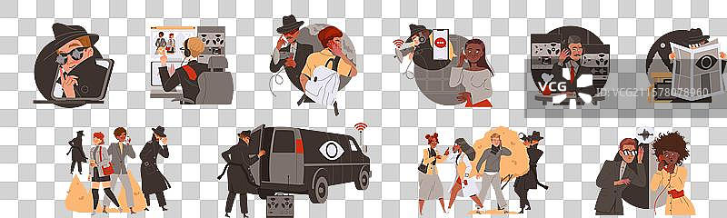 特殊服务监视和监控人们的活动图片素材