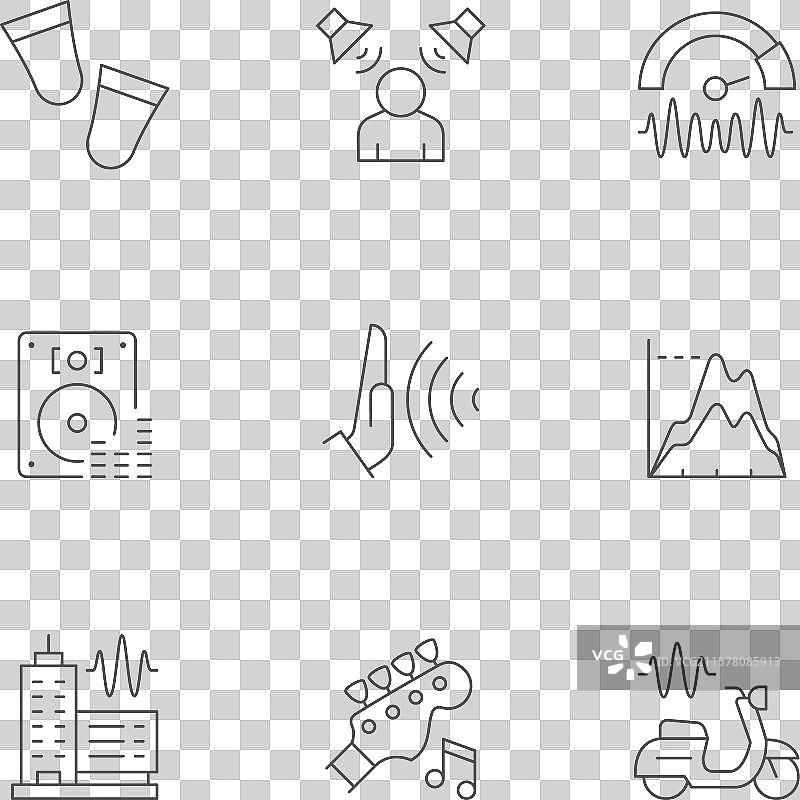 噪音污染的线条图标设置图片素材