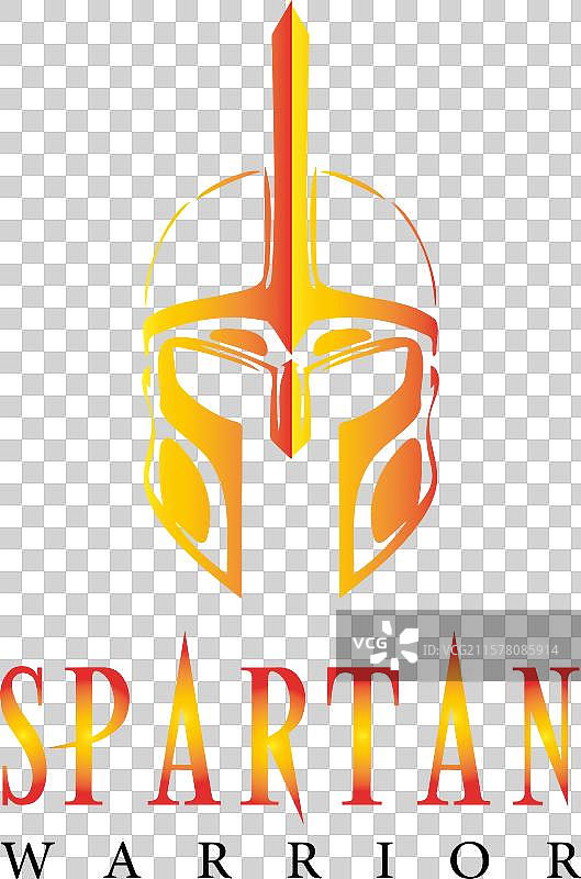 火焰斯巴达战士头盔徽章，适合大胆品牌图片素材