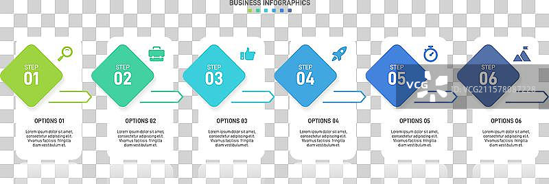 水平进度条，包含6个箭头形状图片素材