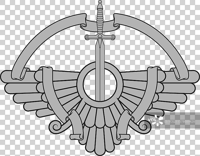 琐罗亚斯德的有翼太阳盘，配有丝带和剑图片素材