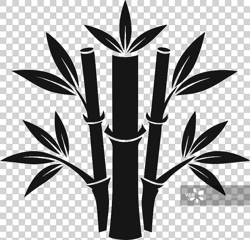 黑色剪影的竹子标志图片素材